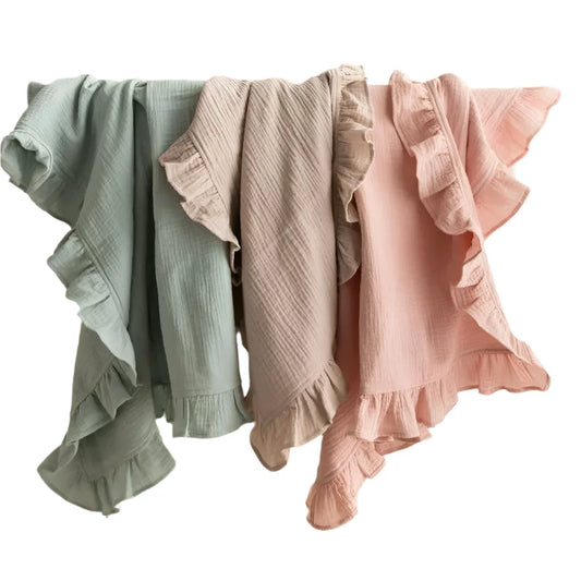 Organic Cotton Ruffle Muslin Blanket